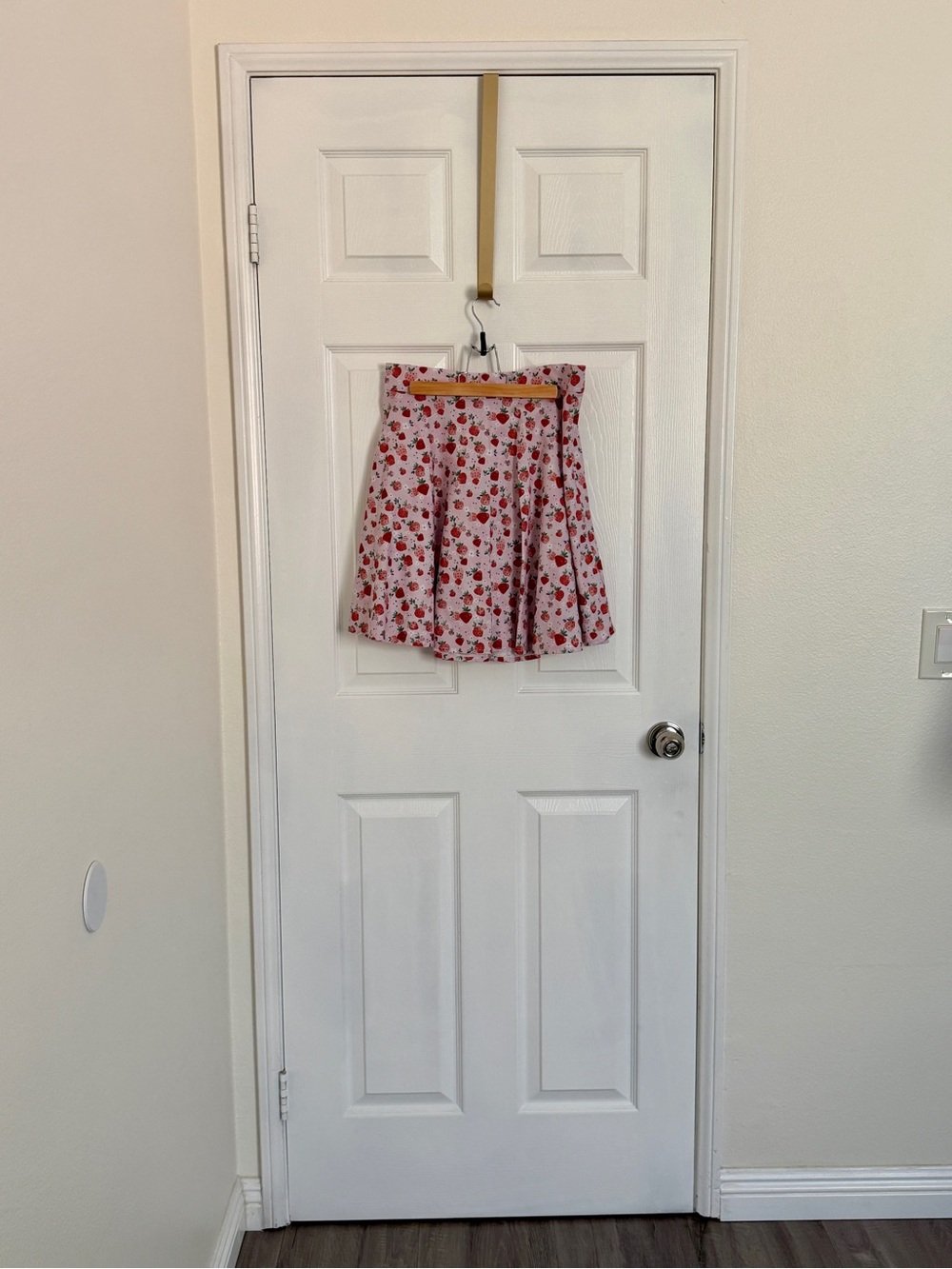 Retrolicious Pink Skater Skirt with Red Floral Print